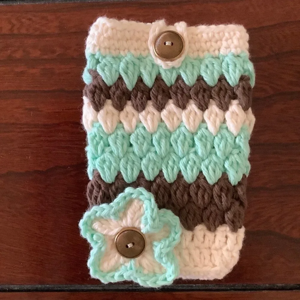 CROCHET HAND MADE IPHONE FLORAL CASE 100% COTTON